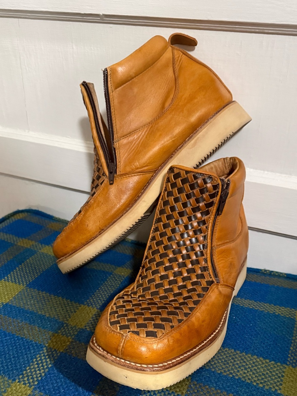 Dalton Men’s Size 11.5 Leather Basket Weave Dual Zipper Men’s Chukka Boots